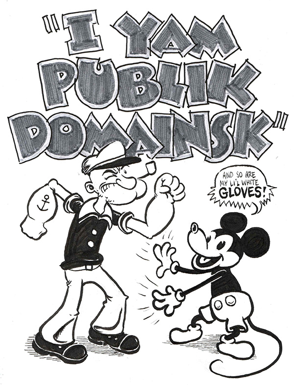 Cover to "I Yam Public Domain," the Cartoonist Conspiracy's January 2025 jam comic celebrating Public Domain Day. Click the image to read the whole jam comic.